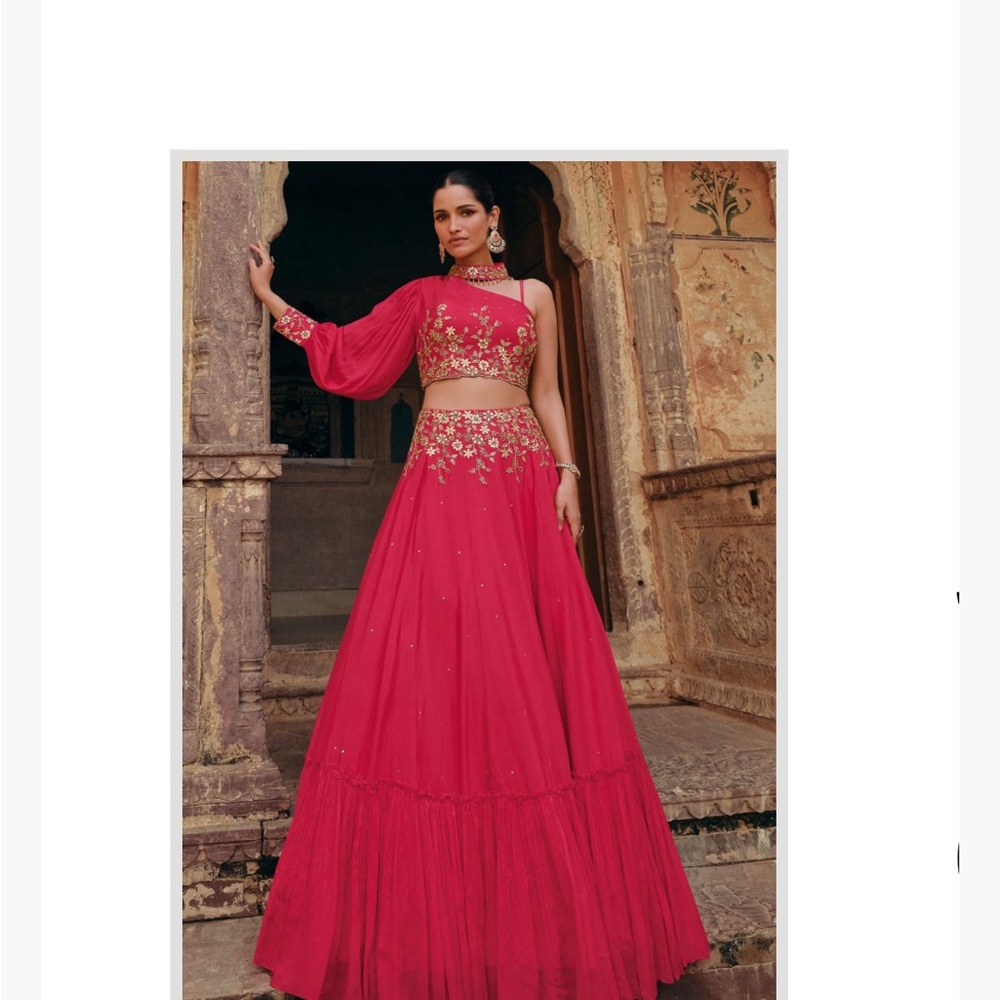 Women’s Pink  Embroidered Lehenga Skirt and atop